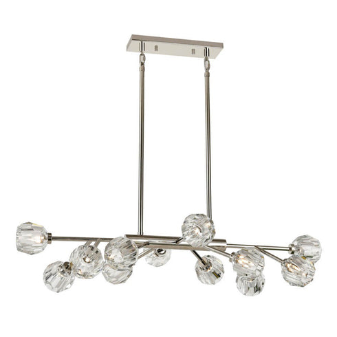 ZEEV Lighting PARISIAN 12 Light 35 Inch Modern Sputnik in Aged Brass Crystal Linear Chandelier Model: CD10311-12-AGB