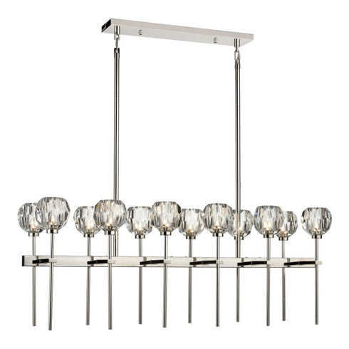 ZEEV Lighting PARISIAN 12 Light 48 Inch Linear in Aged Brass Crystal Chandelier Model: CD10303-12-AGB