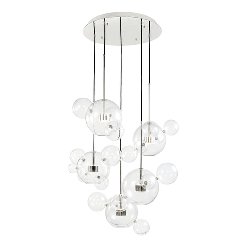 ZEEV Lighting SATELLITE 10 Light LED 44 Inch in Aged Brass Round Glass Multi Pendant Model: CD10380-10-AGB