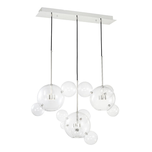 ZEEV Lighting SATELLITE 6 Light LED 45 Inch in Aged Brass Linear Glass Multi Pendant Model: CD10378-6-AGB
