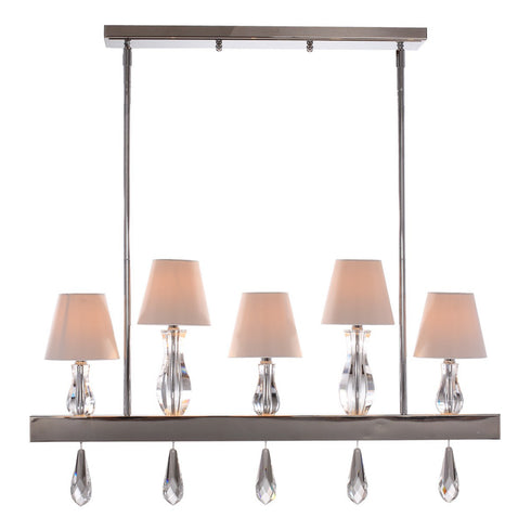 ZEEV Lighting SOPHIA 6 Light 36 Inch Linear Candle Chandelier in Chrome Finish Model: CD10065-5-CH