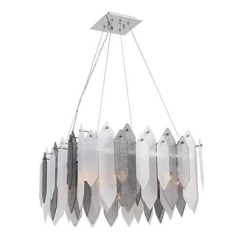 ZEEV Lighting Stratus 40 Inch 8 Light Square Amber Glass Chandelier in Chrome Model: CD10097-8-CH-ABF