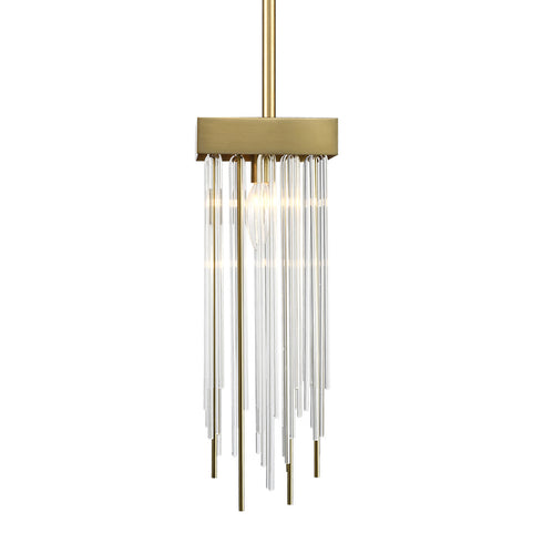 Zeev Lighting WATERFALL 1 Light 1 Light 6 Inch Round in Aged Brass Convertible Flush Crystal Mini Pendant Light Model: MP40047-1-AGB