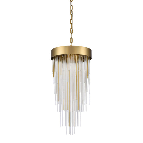 Zeev Lighting WATERFALL 4 Light 4 Light 12 Inch Round in Aged Brass Convertible Flush Crystal Chandelier Model: P30008-4-AGB