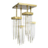 Zeev Lighting WATERFALL 4 Light 4 Light Cityscape in Aged Brass Crystal Semi Flush Mount Model: SF50012-4-AGB