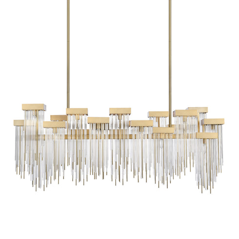 ZEEV Lighting Waterfall 60 Inch 20 Light Cityscape Glass Chandelier in Aged Brass Model: CD10424-20-AGB