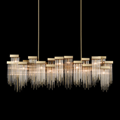 ZEEV Lighting Waterfall 72 Inch 24 Light Cityscape Glass Chandelier in Aged Brass Model: CD10425-24-AGB