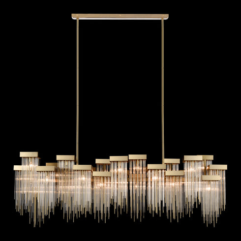 ZEEV Lighting Waterfall 72 Inch 24 Light Cityscape Glass Chandelier in Aged Brass Model: CD10425-24-AGB