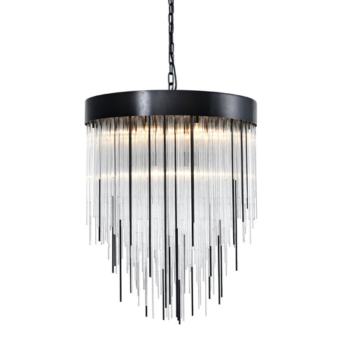 ZEEV Lighting WATERFALL 9 Light 24 Inch Round in Aged Brass Convertible Flush Crystal Chandelier Model: CD10418-9-AGB