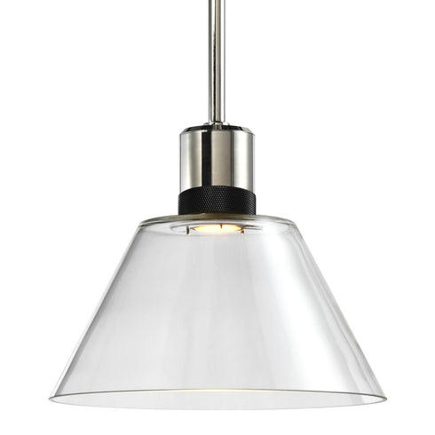 ZEEV Lighting ZIGRINA 10 Inch LED 3CCT Clear Dome Glass Pendant Light and in Polished Nickel with Black Metal Finish Model: P11703-LED-PN-K-SBB-G12