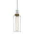 ZEEV Lighting ZIGRINA 3 Inch E26 Cylindrical Pendant Light 12 Inch Clear Glass and in Matte White with Brass Finish Model: P11706-E26-MW-K-AGB-G1