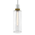 ZEEV Lighting ZIGRINA 3 Inch E26 Cylindrical Pendant Light 12 Inch Clear Glass and in Matte White with Brass Finish Model: P11706-E26-MW-K-AGB-G1