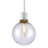 ZEEV Lighting ZIGRINA 3 Inch E26 Cylindrical Pendant Light 12 Inch Clear Glass and in Matte White with Brass Finish Model: P11706-E26-MW-K-AGB-G1