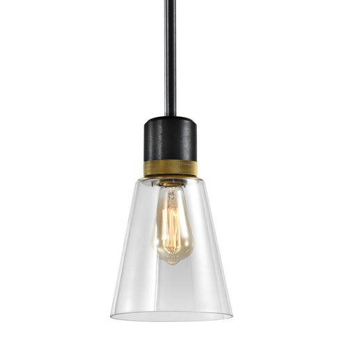 ZEEV Lighting ZIGRINA 3 Inch LED 3CCT Vertical Cylindrical Pendant Light 12 Inch Clear Glass and in Aged Brass Finish Model: P11701-LED-AGB-G1