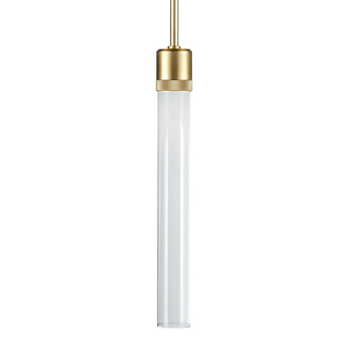 ZEEV Lighting ZIGRINA 3 Inch LED 3CCT Vertical Cylindrical Pendant Light 12 Inch Clear Glass and in Aged Brass Finish Model: P11701-LED-AGB-G1