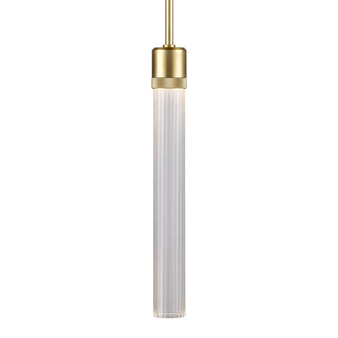 ZEEV Lighting ZIGRINA 3 Inch LED 3CCT Vertical Cylindrical Pendant Light 12 Inch Clear Glass and in Aged Brass Finish Model: P11701-LED-AGB-G1
