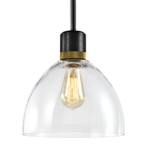 ZEEV Lighting ZIGRINA 3 Inch LED 3CCT Vertical Cylindrical Pendant Light 12 Inch Clear Glass and in Aged Brass Finish Model: P11701-LED-AGB-G1