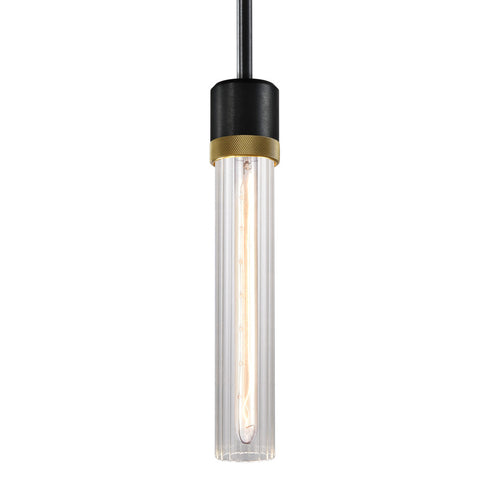 ZEEV Lighting ZIGRINA 3 Inch LED 3CCT Vertical Cylindrical Pendant Light 12 Inch Clear Glass and in Aged Brass Finish Model: P11701-LED-AGB-G1