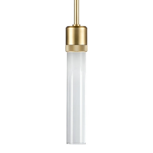 ZEEV Lighting ZIGRINA 3 Inch LED 3CCT Vertical Cylindrical Pendant Light 12 Inch Clear Glass and in Aged Brass Finish Model: P11701-LED-AGB-G1