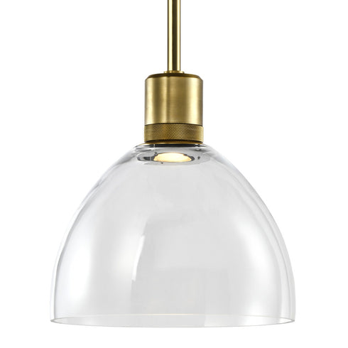 ZEEV Lighting ZIGRINA 3 Inch LED 3CCT Vertical Cylindrical Pendant Light 12 Inch Clear Glass and in Aged Brass Finish Model: P11701-LED-AGB-G1