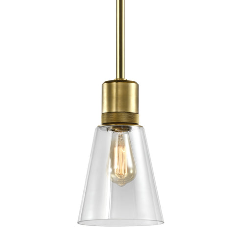 ZEEV Lighting ZIGRINA 8 Inch E26 Clear Globe Glass Pendant Light and in Aged Brass Metal Finish Model: P11705-E26-AGB-G11
