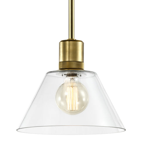 ZEEV Lighting ZIGRINA 8 Inch E26 Clear Globe Glass Pendant Light and in Aged Brass Metal Finish Model: P11705-E26-AGB-G11