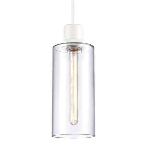 ZEEV Lighting ZIGRINA 8 Inch E26 Clear Globe Glass Pendant Light and in Matte White Metal Finish Model: P11706-E26-MW-G11