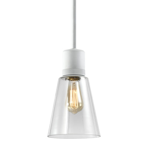 ZEEV Lighting ZIGRINA 8 Inch E26 Clear Globe Glass Pendant Light and in Matte White Metal Finish Model: P11706-E26-MW-G11