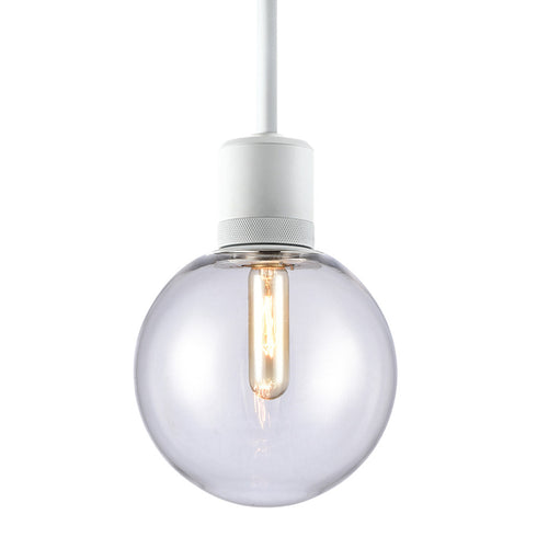 ZEEV Lighting ZIGRINA 8 Inch E26 Clear Globe Glass Pendant Light and in Matte White Metal Finish Model: P11706-E26-MW-G11
