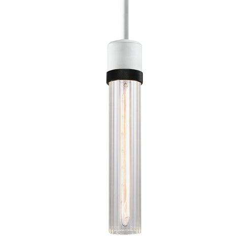 ZEEV Lighting ZIGRINA 8 Inch E26 Clear Globe Glass Pendant Light and in Matte White with Black Metal Finish Model: P11706-E26-MW-K-SBB-G11