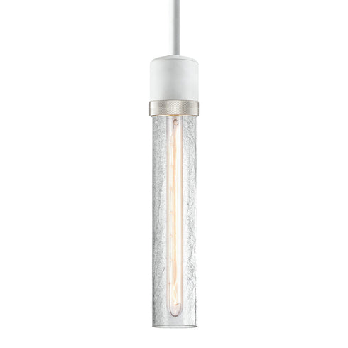 ZEEV Lighting ZIGRINA 8 Inch E26 Clear Globe Glass Pendant Light and in Matte White with Nickel Metal Finish Model: P11706-E26-MW-K-PN-G11