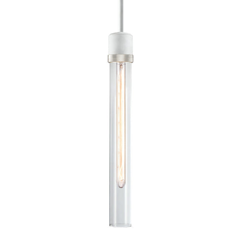 ZEEV Lighting ZIGRINA 8 Inch E26 Clear Globe Glass Pendant Light and in Matte White with Nickel Metal Finish Model: P11706-E26-MW-K-PN-G11