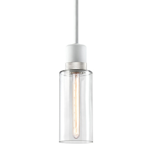ZEEV Lighting ZIGRINA 8 Inch E26 Clear Globe Glass Pendant Light and in Matte White with Nickel Metal Finish Model: P11706-E26-MW-K-PN-G11