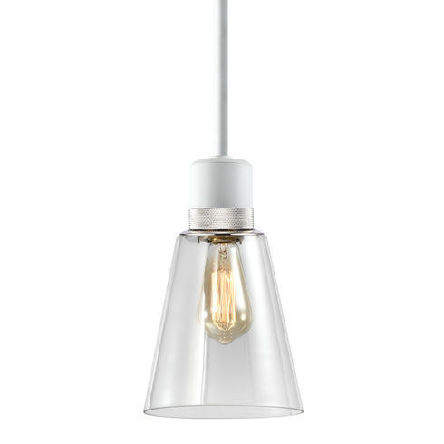 ZEEV Lighting ZIGRINA 8 Inch E26 Clear Globe Glass Pendant Light and in Matte White with Nickel Metal Finish Model: P11706-E26-MW-K-PN-G11