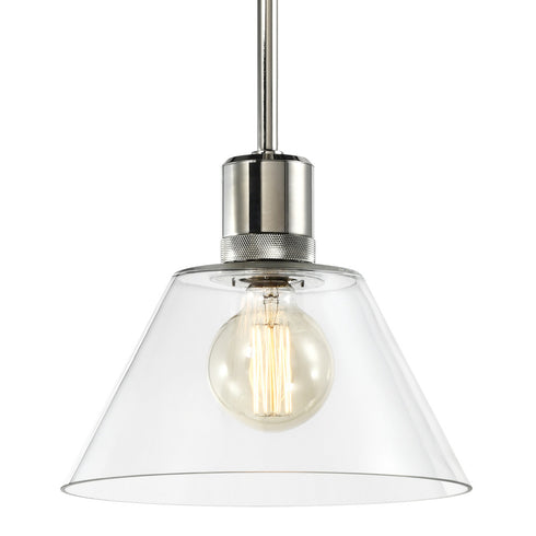 ZEEV Lighting ZIGRINA 8 Inch E26 Clear Globe Glass Pendant Light and in Polished Nickel Metal Finish Model: P11707-E26-PN-G11