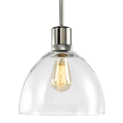 ZEEV Lighting ZIGRINA 8 Inch E26 Clear Globe Glass Pendant Light and in Polished Nickel Metal Finish Model: P11707-E26-PN-G11