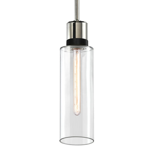ZEEV Lighting ZIGRINA 8 Inch E26 Clear Globe Glass Pendant Light and in Polished Nickel with Black Metal Finish Model: P11707-E26-PN-K-SBB-G11