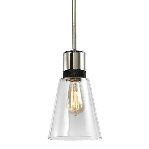 ZEEV Lighting ZIGRINA 8 Inch E26 Clear Globe Glass Pendant Light and in Polished Nickel with Black Metal Finish Model: P11707-E26-PN-K-SBB-G11