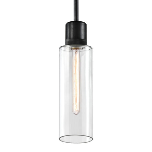 ZEEV Lighting ZIGRINA 8 Inch E26 Clear Globe Glass Pendant Light and in Satin Brushed Black Metal Finish Model: P11708-E26-SBB-G11