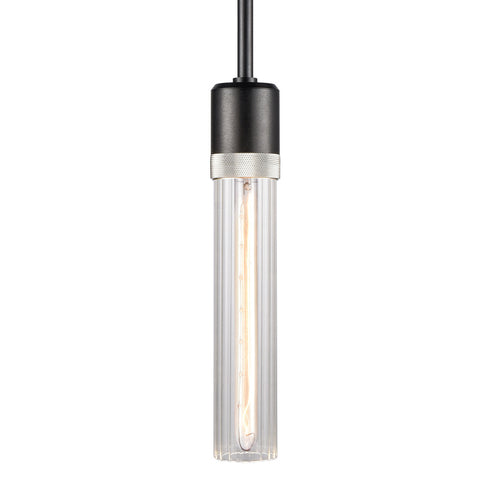 ZEEV Lighting ZIGRINA 8 Inch E26 Clear Globe Glass Pendant Light and in Satin Brushed Black with Nickel Metal Finish Model: P11708-E26-SBB-K-PN-G11
