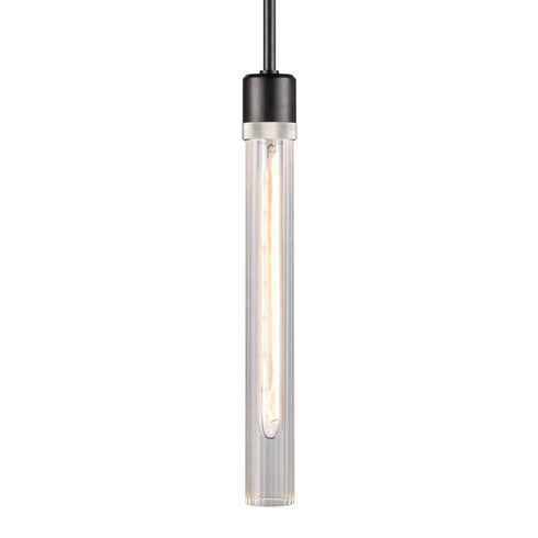 ZEEV Lighting ZIGRINA 8 Inch E26 Clear Globe Glass Pendant Light and in Satin Brushed Black with Nickel Metal Finish Model: P11708-E26-SBB-K-PN-G11