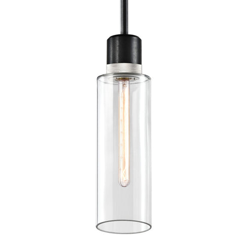 ZEEV Lighting ZIGRINA 8 Inch E26 Clear Globe Glass Pendant Light and in Satin Brushed Black with Nickel Metal Finish Model: P11708-E26-SBB-K-PN-G11