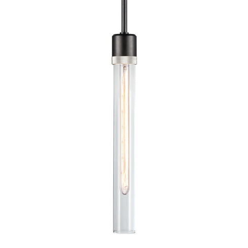 ZEEV Lighting ZIGRINA 8 Inch E26 Clear Globe Glass Pendant Light and in Satin Brushed Black with Nickel Metal Finish Model: P11708-E26-SBB-K-PN-G11