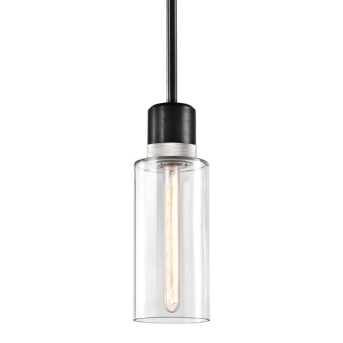ZEEV Lighting ZIGRINA 8 Inch E26 Clear Globe Glass Pendant Light and in Satin Brushed Black with Nickel Metal Finish Model: P11708-E26-SBB-K-PN-G11