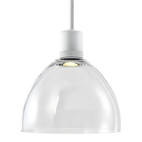 ZEEV Lighting ZIGRINA 8 Inch LED 3CCT Clear Globe Glass Pendant Light and in Matte White Metal Finish Model: P11702-LED-MW-G11