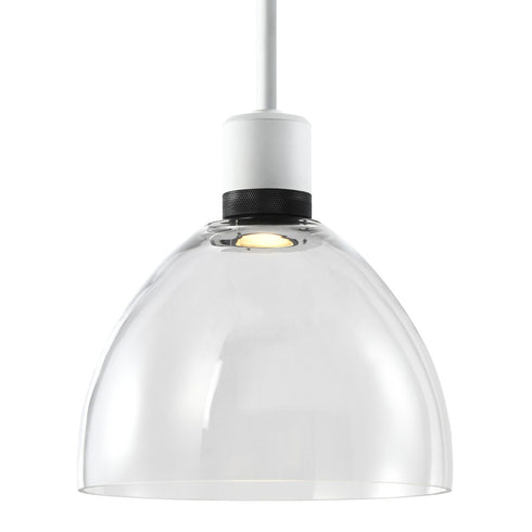 ZEEV Lighting ZIGRINA 8 Inch LED 3CCT Clear Globe Glass Pendant Light and in Matte White with Black Metal Finish Model: P11702-LED-MW-K-SBB-G11