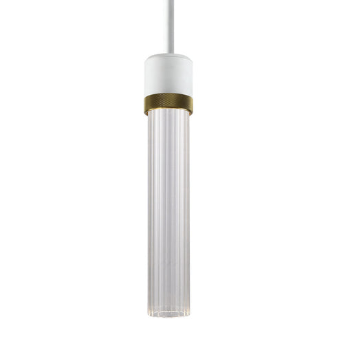 ZEEV Lighting ZIGRINA 8 Inch LED 3CCT Clear Globe Glass Pendant Light and in Matte White with Brass Metal Finish Model: P11702-LED-MW-K-AGB-G11