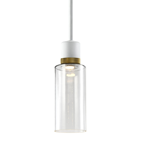 ZEEV Lighting ZIGRINA 8 Inch LED 3CCT Clear Globe Glass Pendant Light and in Matte White with Brass Metal Finish Model: P11702-LED-MW-K-AGB-G11