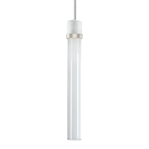ZEEV Lighting ZIGRINA 8 Inch LED 3CCT Clear Globe Glass Pendant Light and in Matte White with Nickel Metal Finish Model: P11702-LED-MW-K-PN-G11