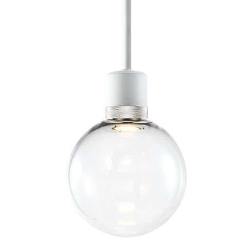 ZEEV Lighting ZIGRINA 8 Inch LED 3CCT Clear Globe Glass Pendant Light and in Matte White with Nickel Metal Finish Model: P11702-LED-MW-K-PN-G11